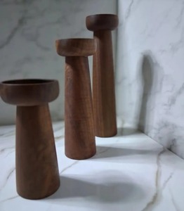 Porte-bougie en bois tourné à la main de grande qualité pour le salon, la table à manger et la décoration intérieure design, prix d'exportation - Product Image 3