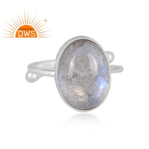 Hot Selling Fine Sterling Silver Natural Doublet Labradorite <b>Crystal</b> Gemstone Stackable <b>Ring</b> Custom Jewelry Manufacturer - Product Image 2
