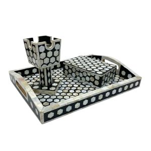 Ensemble brûleur d'encens Bakhoor en nacre avec plateau et boîte de rangement, vente en gros, Dubaï EAU, pour Ramadan et Aïd, directement de l'usine - Product Image 3