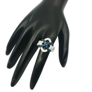 แหวน1.15 CTS เพชรอินฟินิตี้สีขาวและสีน้ำเงินทรงกลมเงินสเตอร์ลิงตามธรรมชาติ - Product Image 5