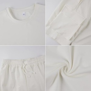 Ensemble sweat-shirt et short à col rond personnalisé pour hommes Survêtement en coton mélangé avec logo thermique pour les saisons d'été et d'hiver - Product Image 6