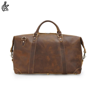 Sac de voyage week-end en cuir véritable Crazy Horse marron vintage de luxe avec logo personnalisé, sac de voyage en cuir véritable pour homme - Product Image 3
