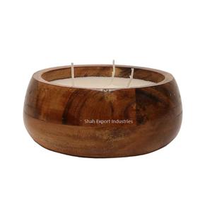 Cuenco de vela de madera de Color marrón para el hogar, decoración navideña y de mesa, cuencos de vela de forma redonda hechos a mano - Product Image 3