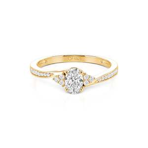 Jeulia Gold Bypass Oval Cut Cluster Engagement Ring-Classic Romantic Adjustable Inlay - Product Image 1