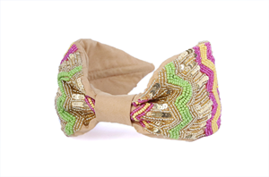 Embroidery Handmade Sequin Beaded Chevron Headband Luxury Fashion <b>Hairband</b> Women and Girls Boutique Accessories - Product Image 3