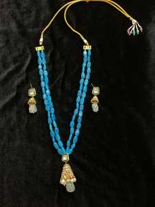 Conjunto Mala de collar de perlas largas chapadas en oro de fabricante indio para niñas y mujeres cadenas con cuentas estilo religioso para fiestas - Product Image 5