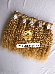 Top mejor calidad 20 "#22 Color Kinky Curly Wholesale's Bundle Raw Indian Temple Directo de India Machine Cabello humano de doble trama - Product Image 6