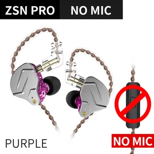 KZ ZSN Pro หูฟังอินเอียร์พร้อมไมค์,หูฟังตัดเสียงรบกวนเสียงเบส HIFI 1BA + 1DD