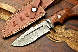 มีดล่าสัตว์กลางแจ้งใบมีดเหล็กดามัสกัสปลอมแปลงมีดสำหรับตั้งแคมป์ - Product Image 3