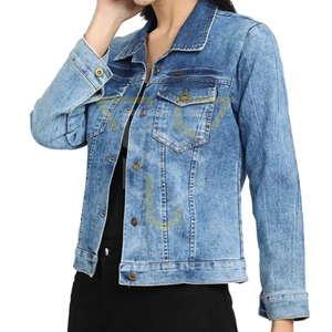 Fashionable Women's Long Sleeve Reversible <b>Quilted</b> <b>Denim</b> <b>Jacket</b> Nylon Button Heated Winter Crop Jeans for Autumn Cotton Printed - Product Image 5