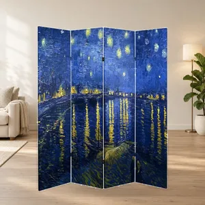 Paravent pliable en toile double face « Nuit étoilée au-dessus du Rhône » de Van Gogh - Product Image 1