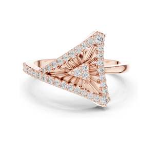 Bague en diamant de laboratoire de forme triangulaire de 0,337 CT pour femmes, clarté VVS-VS EF, or 18 carats, 14 carats, 10 carats et argent 925, rose, jaune - Product Image 2