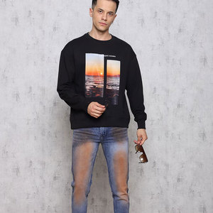 Sudadera de Algodón para Hombre con Cuello Redondo, Diseño Moderno, Fabricación Personalizada OEM, Tinte Liso, Lavado Ácido, para Invierno - Product Image 4