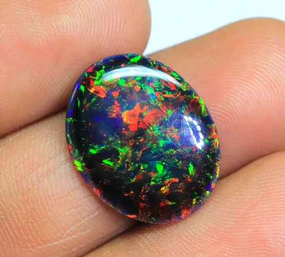 Thanh lịch ethiopian Đen Opal Loose Cabochon đá welo Đen Opal Đá quý tự nhiên đa lửa hình bầu dục đá quý để làm đồ trang sức