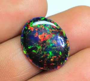 Elegante opale nero opale sciolto in pietra Cabochon Welo nero opale gemme naturali Multi fuoco forma ovale gemma per fare gioielli