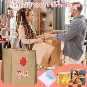 Sacs en papier brun avec poignées, sacs-cadeaux de tailles assorties Sacs en papier kraft en vrac Chaque sacs recyclables pour le travail manuel, sacs à provisions - Product Image 5