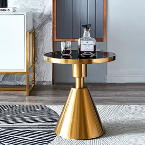 Haute vente or fini support marbre arrondi haut fin Table meubles décor à la maison nouveau Design métallique Table d'angle - Product Image 1