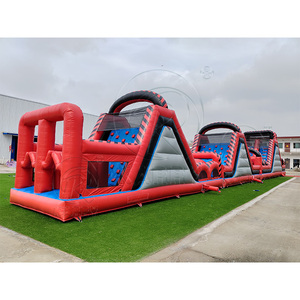 Centro de Juegos Deportivos Inflable Gigante, Pista de Obstáculos Portátil de PVC Rojo, Tobogán Inflable para Desafíos en Parques de Diversiones, Actividades de Team Building - Product Image 5