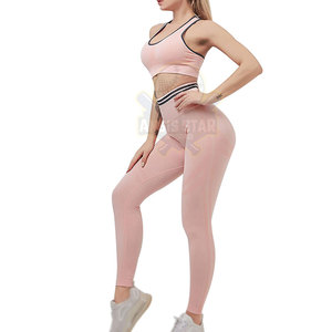 High Quality Customized Women's Yoga Set Elastic Waist Breathable Quick Dry Eco-Friendly 2 Piece Set Sleeveless - Product Image 3