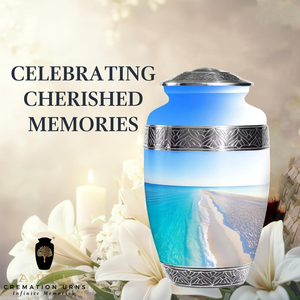 River view Metal Cremation <b>Urn</b> Premium Aluminum Memorial <b>Urn</b> with Meena Coating <b>Large</b> 220 cu in Capacity Leakproof & Engravable - Product Image 3