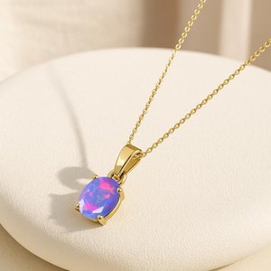สร้อยคอจี้พลอยรูปวงรีรูปลาเวนเดอร์โอปอลสร้อยคอเงินโอปอลธรรมชาติของขวัญสำหรับเธอ - Product Image 2
