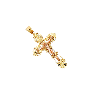 14K สองโทนสีทองชุบหรูหราเครื่องประดับศาสนาคริสเตียนไม้กางเขนแฟนซีข้ามพระเยซู inri เสน่ห์จี้เพชรเพทาย - Product Image 3