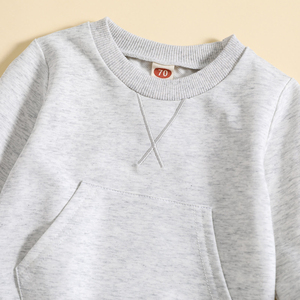 Ensemble de vêtements bio pour bébé, ensemble sweat-shirt, vêtements unis d'automne pour enfants, jogger doux unisexe - Product Image 4