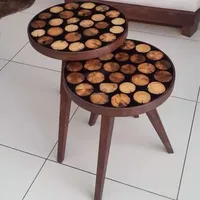 Table Basse Moderne Classique en Bois Massif avec Mosaïque, Personnalisable (Couleur et Dimensions), Idéale pour Salon, Cuisine, Jardin - Offre Spéciale