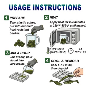Kit DIY para hacer señuelos <span class=keywords><strong>de</strong></span> plástico blando con cubos <span class=keywords><strong>de</strong></span> plastisol <span class=keywords><strong>de</strong></span> PVC, moldes para <span class=keywords><strong>cebo</strong></span> <span class=keywords><strong>de</strong></span> pesca y purpurina para señuelos <span class=keywords><strong>de</strong></span> natación tipo grub <span class=keywords><strong>de</strong></span> cola rizada personalizados - Product Image 4