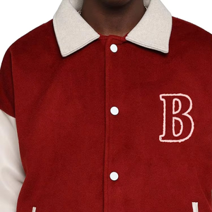 Chaqueta universitaria personalizada para hombre, chaqueta de cuero de manga larga con bordado de chenilla y solapa, chaquetas de bombardero unisex para hombre - Product Image 2