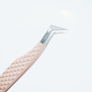 Pince à cils de qualité supérieure à 90 degrés, deux tons, revêtement poudré, peau et brun avec pointe argentée, accessoires de précision pour cils - Product Image 5