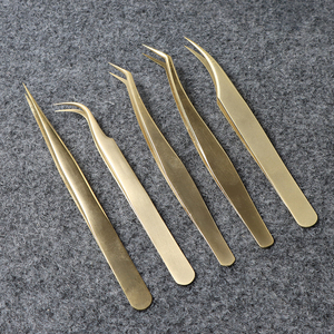 แหนบต่อขนตาสีทองแบบญี่ปุ่นที่แข็งแรงแหนบต่อขนตาพร้อมชุดกระจก - Product Image 1