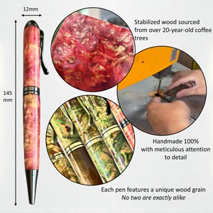 Stylo à bille de luxe fait main de haute qualité 0,7 mm en bois d'aquamarine stabilisé, collection de stylos signature, stylos promotionnels HHPEN - Product Image 3