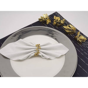 Elegant Gold Leaf Napkin Rings <b>Set</b> of <b>8</b> Vintage Metal Herb Napkin Holders <b>for</b> Wedding Party and Formal <b>Dinner</b> Table Decoration - Product Image 1
