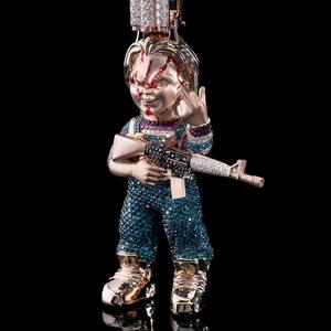 Joyería Hip Hop RB Gems para Hombre, con Incrustaciones de Moissanita VVS en Oro Rosa, Engaste de Bisel, Diseño de Dibujos Animados en 3D, Certificado IGI, Colgante para Fiesta - Product Image 1