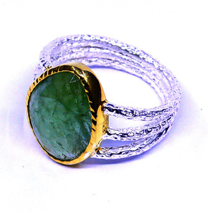 Elegante anillo clásico de Plata de Ley 925 para mujer, uso diario, anillo de rebanada de piedras preciosas de turmalina verde, accesorio de moda - Product Image 3