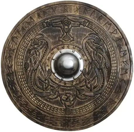 Mittelalter licher Wikinger-Krieger-Schild-Lothbrok Authentic Battle worn Viking Round