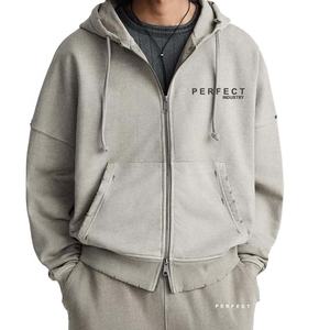 SUDADERA LAVADA CON CREMALLERA CON CAPUCHA UNISEX CALIDAD PREMIUM LOGO PERSONALIZADO CREMALLERA CON CAPUCHA BORDADO PUFF IMPRESIÓN DTG DISEÑO - Product Image 1