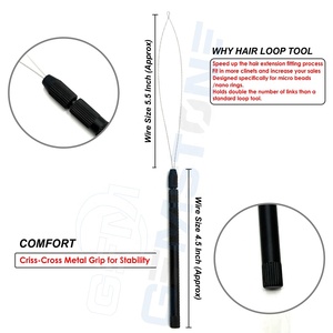 Professional Stainless Steel Hair <b>Extension</b> Pulling Loop Tool for Micro Nano <b>Beads</b> Installation – Double Wire Threader Tool - Product Image 4