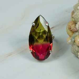 Watermelon Quartz Ring 925 Sterling Silver Pear Shape Handmade Gemstone Elegant Jewelry for Women - Product Image 5