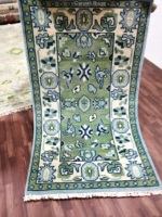 Halı Kilim Modern Yeşil Tanrıça Oushak El Düğümlü Pamuklu Düşük Havlı Lüks Oturma Odası Zemin Vintage Güzel Seccade