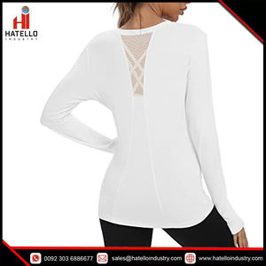 Long Workout Tops for Women Long Sleeve Mesh Back Athletic <b>Yoga</b> Running Shirt Wholesale Fitness Clothing - Product Image 5