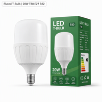 Ampoule LED T80 à nervures de refroidissement 20W, forme en T, E27 B22 AC85-265V, dissipateur thermique à convection d'air, ampoule LED en T pour serre, hangar, atelier