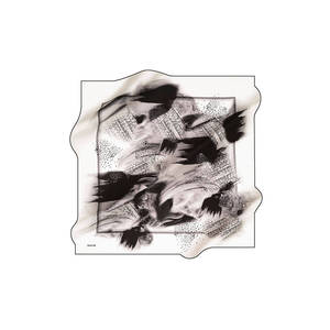 Fashion Off-White and Black Silk Square Patterned Scarf - Product Image 1