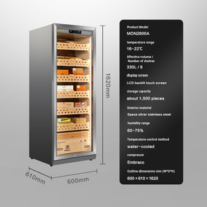 Humidor de Cigarros Inteligente de Gran Capacidad con Compresor de Humedad Constante RACHING & ZIEUN MON2800A, Gabinete de Madera de Cedro - Product Image 4
