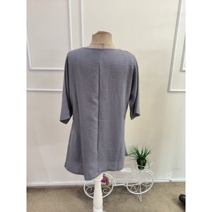 เสื้อเบลาส์คอวีแขนสั้นผู้หญิง รุ่น 34805 - สีเทา - Product Image 6