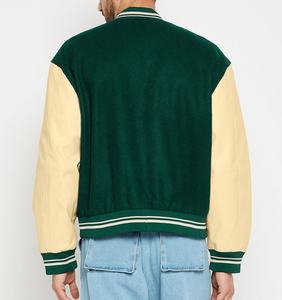 Veste universitaire personnalisée pour homme, mélange de laine, manches en cuir, boutonnée, veste de baseball universitaire, fabricant OEM, vente chaude - Product Image 3