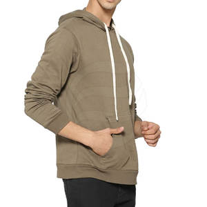 Pull à capuche d'hiver pour hommes de haute qualité à manches longues thermique 100% coton teint uni - Product Image 2