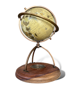 Luxury Handmade Brass World <b>Globe</b> with Compass Vintage Nautical Desk Decor by Tajdaar Handicrafts - Product Image 1