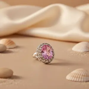 Anillo Geométrico de Plata Chapado en Oro Rosa con Corte Ovalado, Moderno y Elegante para Regalos de Joyería para Mujer - Product Image 1